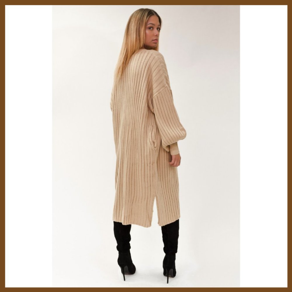 NWT Cardigan Maxi Sweater with Big Sleeves (Tan) - Picture 2 of 2
